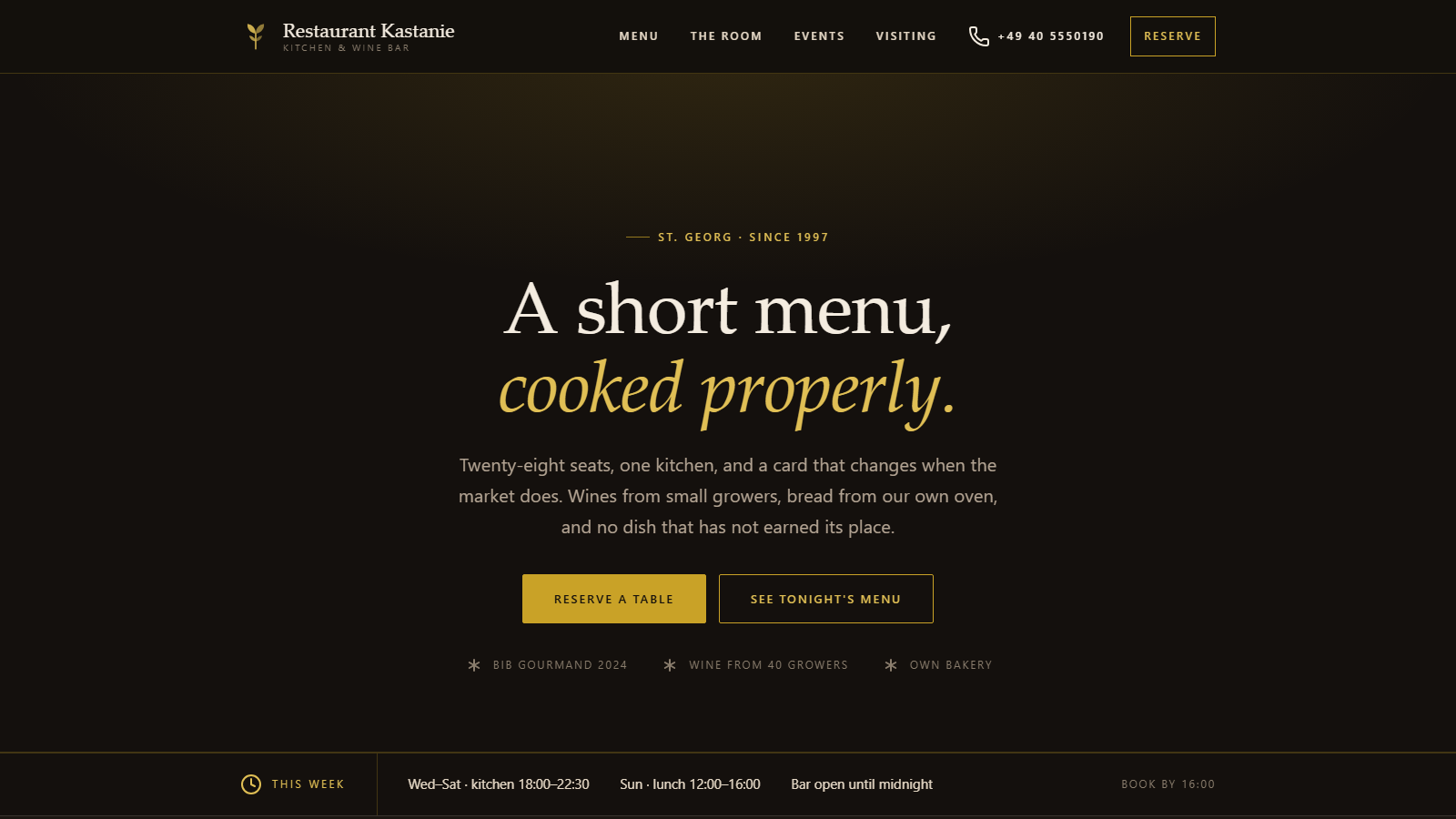 Screenshot of the Restaurant & bar design