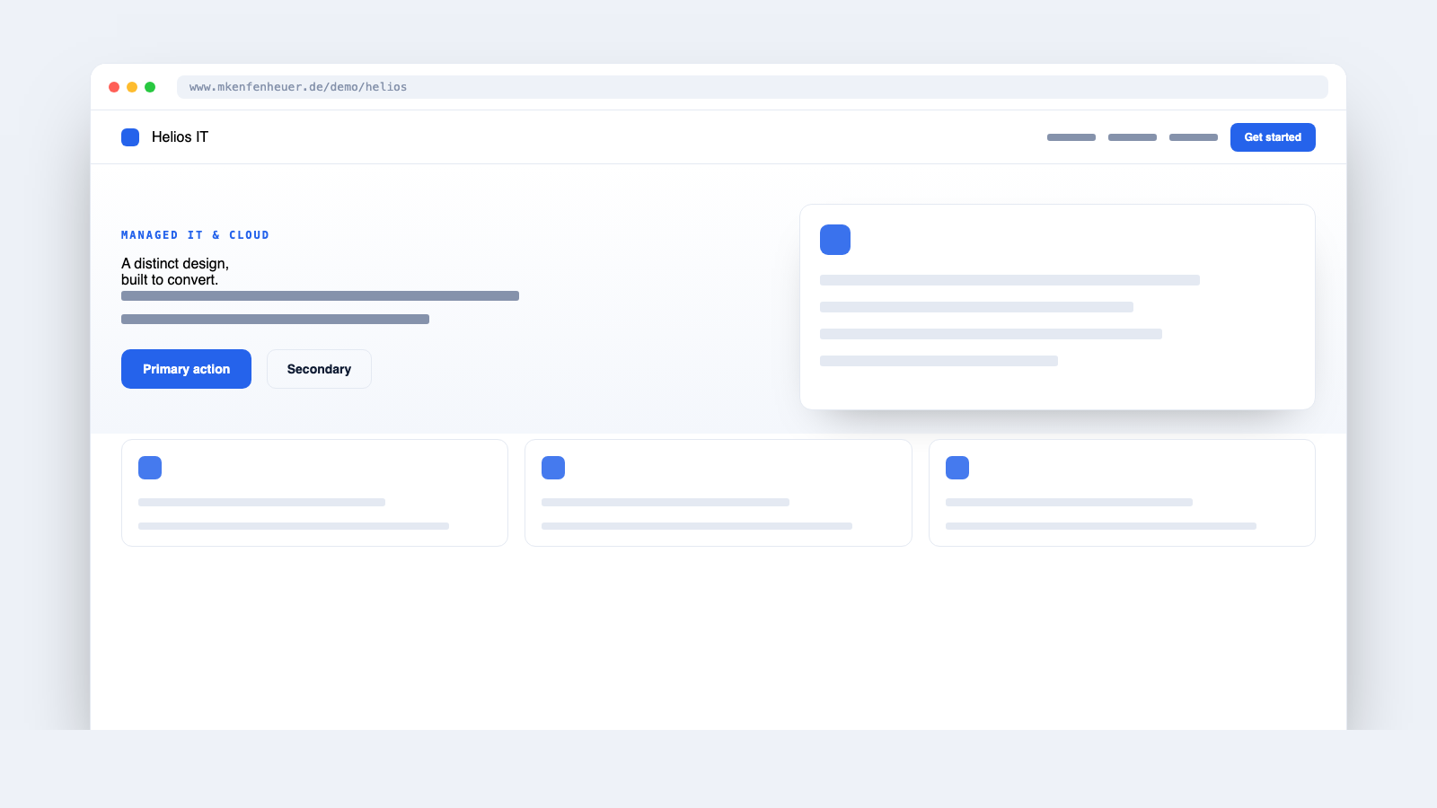 Screenshot of the Managed IT design
