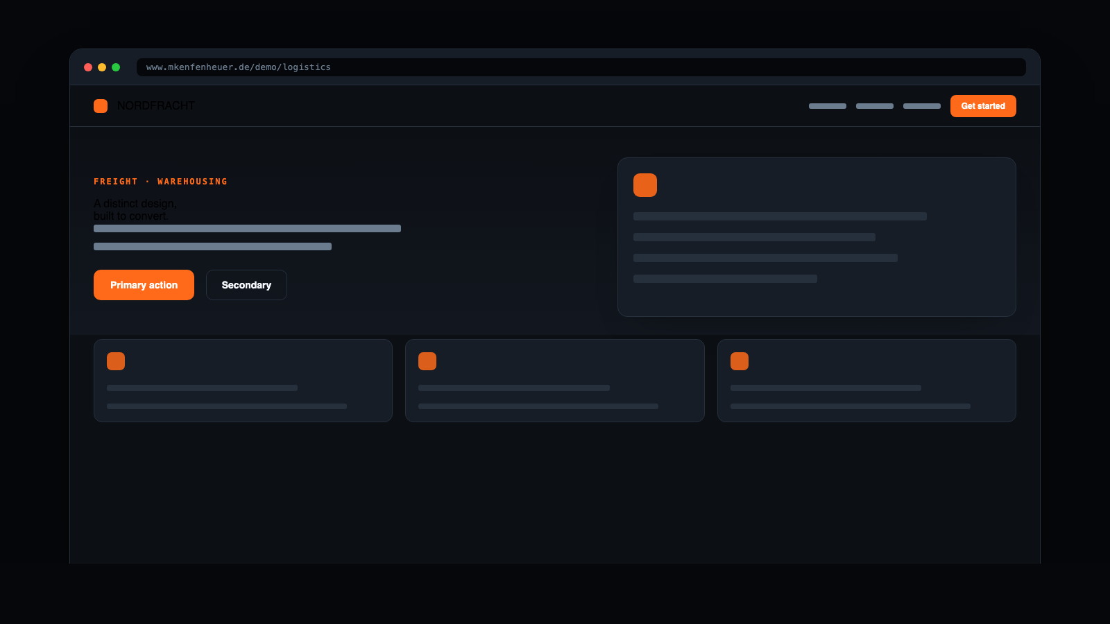 Screenshot of the Logistics & freight design