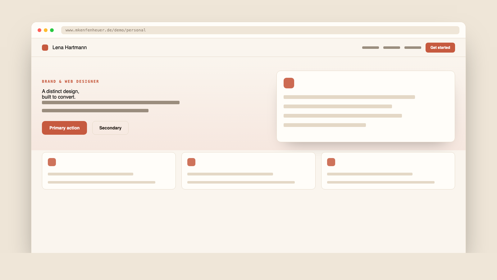 Screenshot of the Personal portfolio design